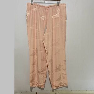 Soft Surroundings XL Wide Leg Pants | Pink/Peach Crane Print Viscose Lounge NWT
